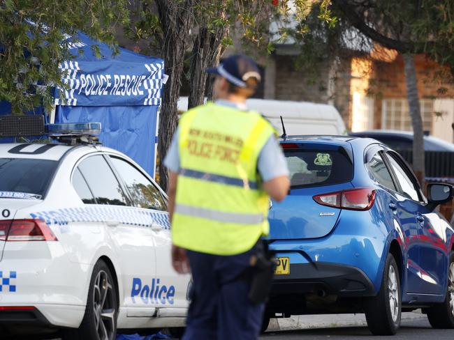 DAILY TELEGRAPH FEBUARY 4, 2025. Police on the scene outside a childcare centre on Marana Road, Earlwood after a child was located deceased in a car about 5.35pm today. Picture: Jonathan Ng