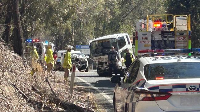 Emergency services were called to Tamborine Oxenford road in Wongawallan. Picture: 9News