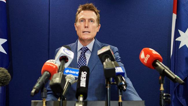 Attorney-General Christian Porter faces the media on Wednesday. Picture: AFP