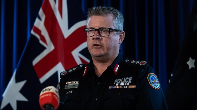 Police Commissioner Jamie Chalker apologised for the uncertainty around Central Australia’s first positive coronavirus cases announced late Thursday night. Picture: Che Chorley