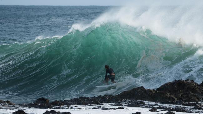 Huge surf is pounding Gold Coast beaches.