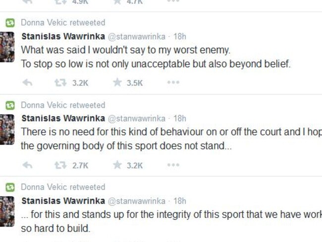 A screen shot of Donna Vekic’s Twitter timeline.