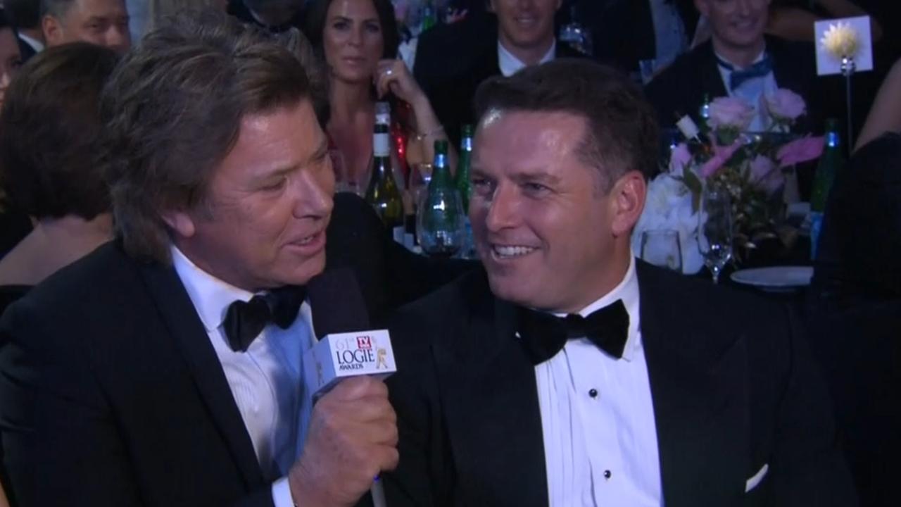 Richard Wilkins and Karl Stefanovic during the 2019 Logies. Picture: Nine