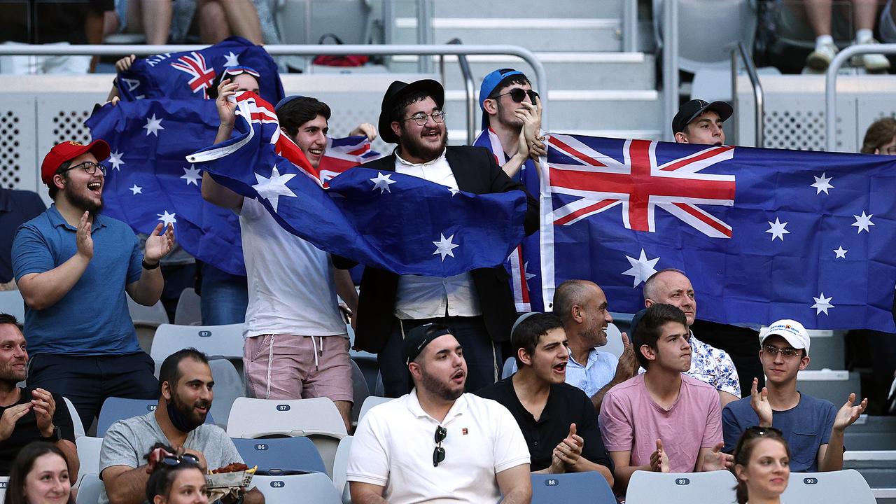 Aussie fans cheer on Nick Kyrgios on his favourite John Cain Arena.