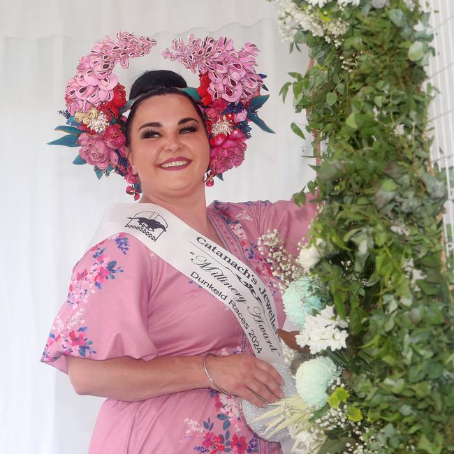 Fashions on the field millinery award winner, Zorza Goodman from Cannons Creek.