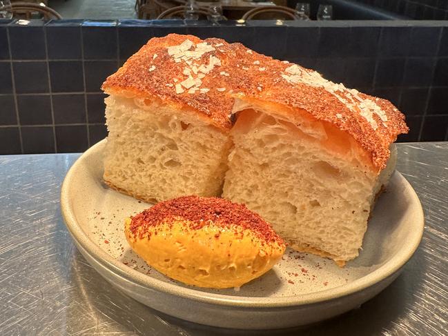 Sky-high focaccia with garlic butter