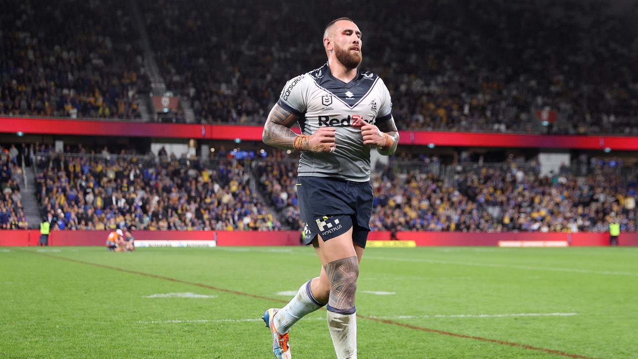 Tripp is hoping his close bond with Nelson Asofa-Solomona can help keep the enforcer at the Storm and away from Rugby Union. Picture: Getty Images.