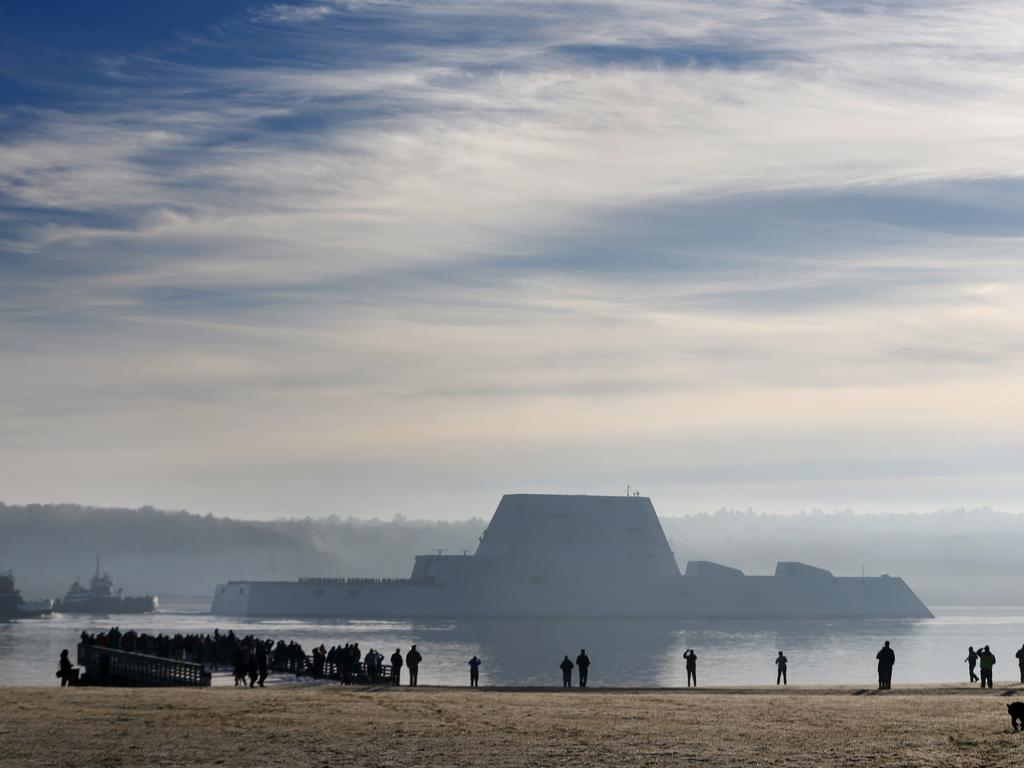 The first stealth destroyer, the USS Zumwalt, is so expensive to build that the US has only completed three of the ships. Picture: AP