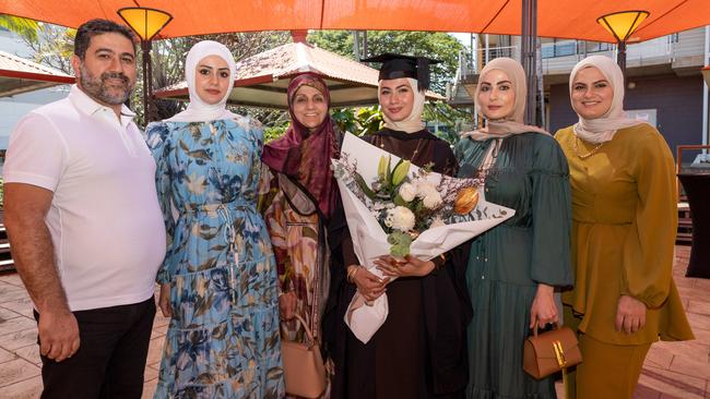 Rkein family at the 2025 Graduation ceremony held at Charles Darwin University on May 20, 2025. Picture: Pema Tamang Pakhrin