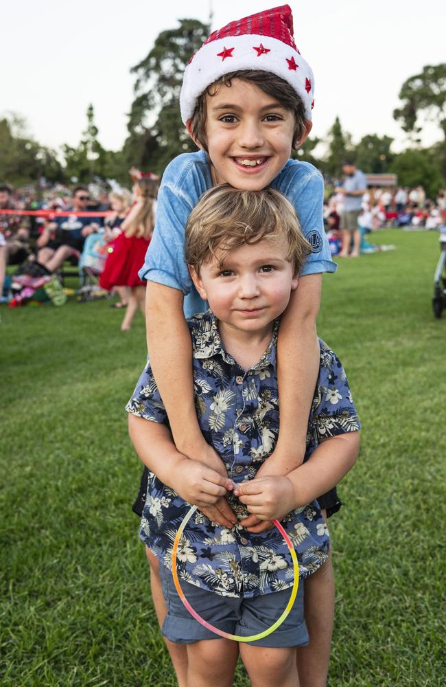 Cousins Augie Varlin (top) and Jarrah Cornelius at Triple M Mayoral Carols by Candlelight, Sunday, December 8, 2024. Picture: Kevin Farmer