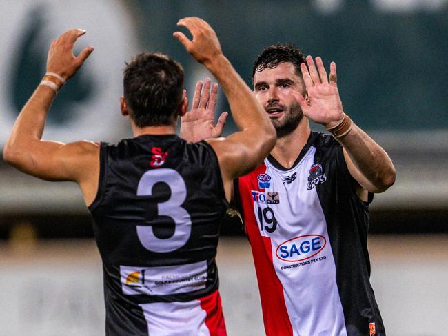 Jarrod Brander playing for Southern Districts in the 2024-25 NTFL season. Picture: Patch Clapp / AFLNT Media