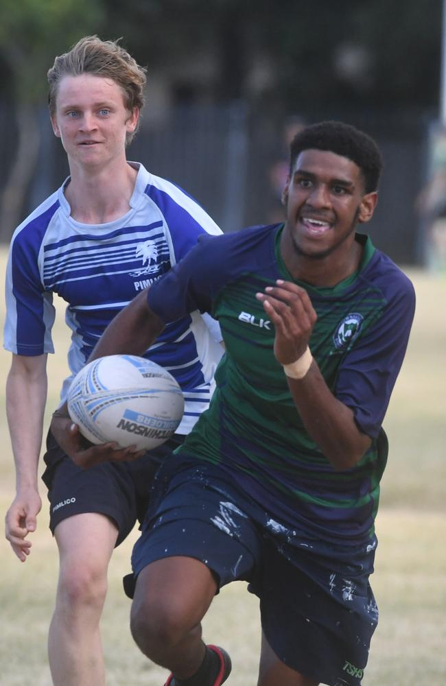 Cowboys Cup Schoolboys Football at Kern Brothers Drive. Townsville High against Pimlico High. Picture: Evan Morgan