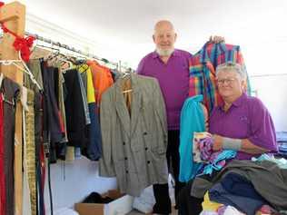 HELPING HANDS: Ian and Chris Robin at their free clothing van. Picture: Liana Walker