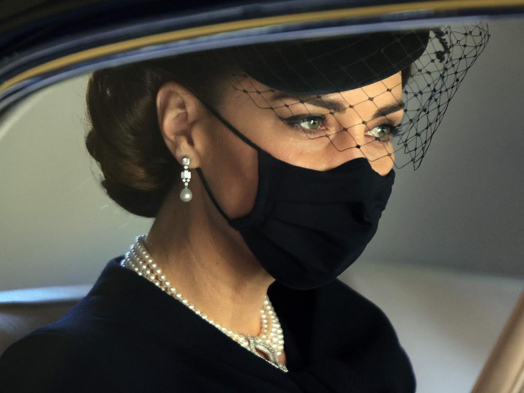 Kate arrives at the service. Picture: AFP