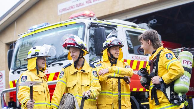 The four teen firefighters are especially keen to give back to the RFS after the Black Summer bushfires. Picture: Jeremy Piper