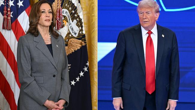 Both Kamala Harris and Donald Trump were targeted in the hack attack. Picture: AFP.