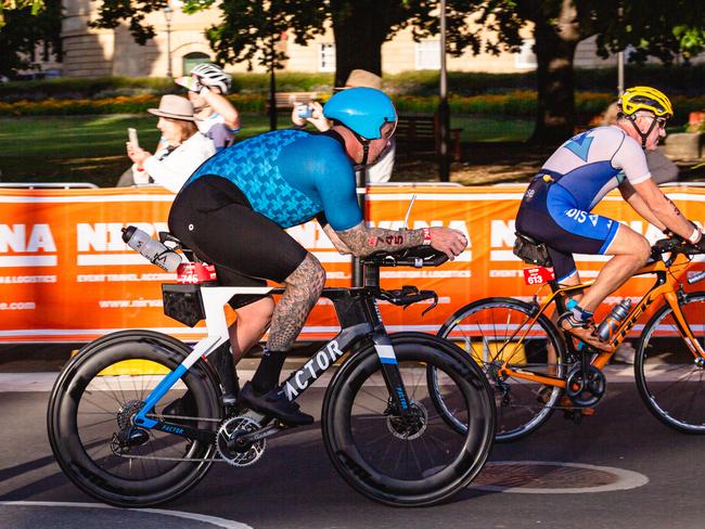 Competitors in the Ironman 70.3 Tasmania in Hobart Picture: Linda Higginson