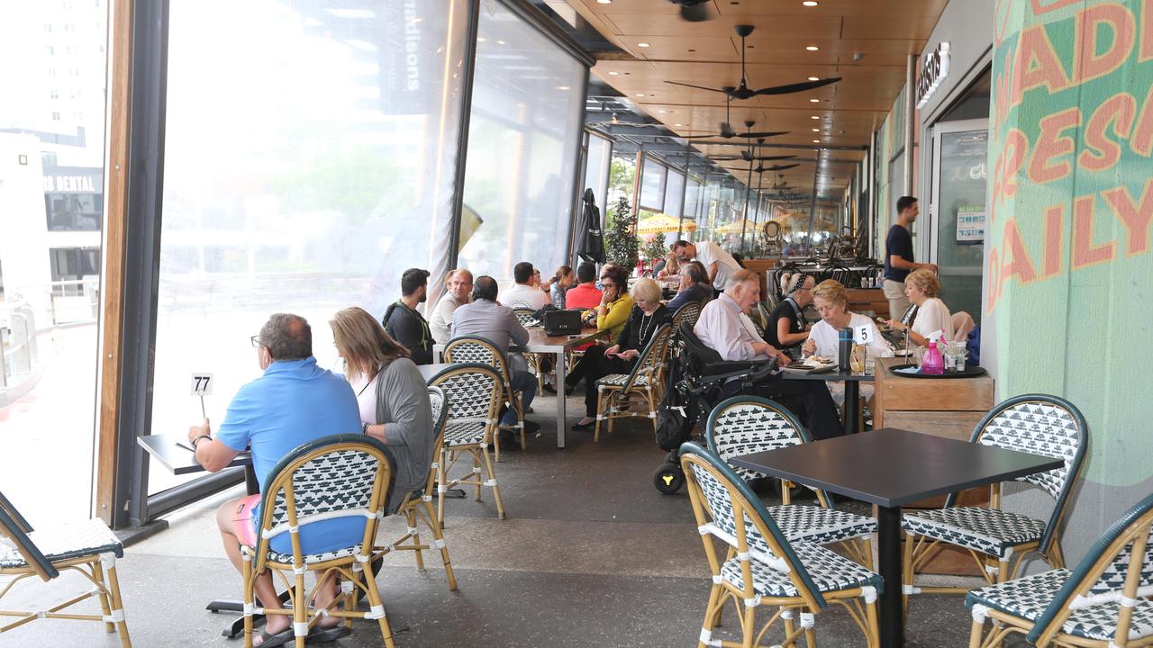 Shop keepers, visitors and Locals during Easter Sunday in the Broadbeach Mall. Pic Mike Batterham