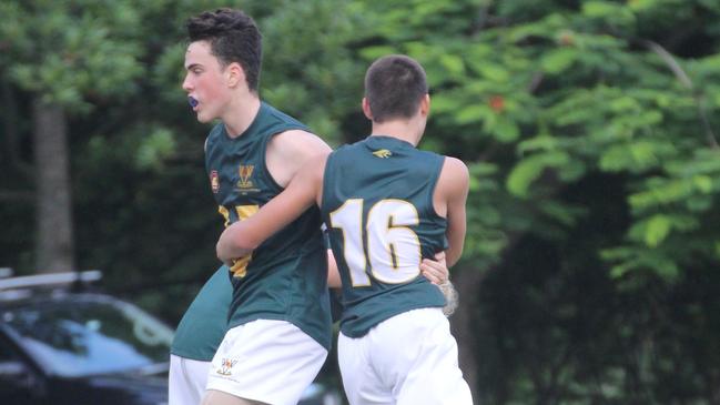 Villanova College celebrate a goal against Paddies last Friday.