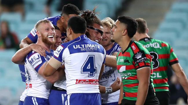 The Bulldogs climbed off the bottom of the ladder with an upset win against Souths. Picture: Getty Images