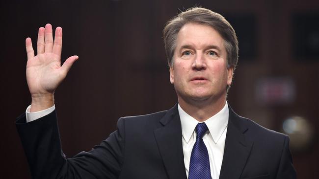 Brett Kavanaugh is sworn in by the Senate judiciary committee earlier this month. Picture: AFP