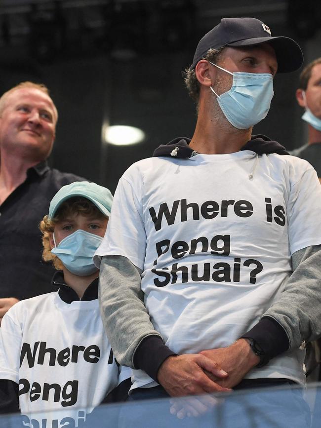 No ‘Where is Peng Shuai?’ shirts have been sighted in 2023. Picture: William West/AFP