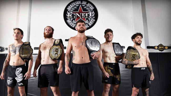 Ignite Martial Arts talents, Jake Piper, Auryn Parmley, John Martin-Fraser, David Martinez and Troy Fumo. Picture: Patrick Woods.