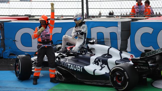 Daniel Ricciardo walks from his car after crashing during practice ahead of the Dutch Grand Prix. Picture: Getty Images