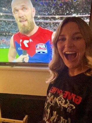 Jessica Gawn has shared a sweet celebratory pic as she watched husband Max win the premiership.