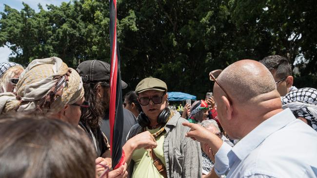 A counter-protester is confronted by pro-Palestinian protesters at a demonstration in Sydney. In Western societies we tear each other apart with internal conflict. Picture: NCA NewsWire / Flavio Brancaleone