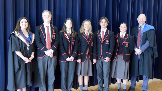 Balcombe Grammar school captains and vice captains for 2024: Sonny Woods (VC), Sophie Dickenson (VC), Matilda Argus (C), Harrison Rollo (C) and Charlotte Galvin (VC).