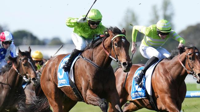 Berkeley Square ridden by Jaylah Kennedy wins the Tile Importer Handicap at Sportsbet Sandown Hillside Racecourse on September 28, 2024 in Springvale, Australia. (Photo by Scott Barbour/Racing Photos via Getty Images)