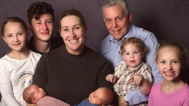 Jana Pittman with husband Paul Gatward and her six children Cornelis, Emily, Jemima, Charlie and twins Quinlan and Willow. Picture: Instagram/Belinda Gerace