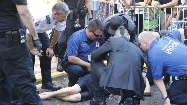 Paramedics rushed to help Horsman who struggled to free himself and was pulled from the water. Picture: Alex Remnick/NJ.com