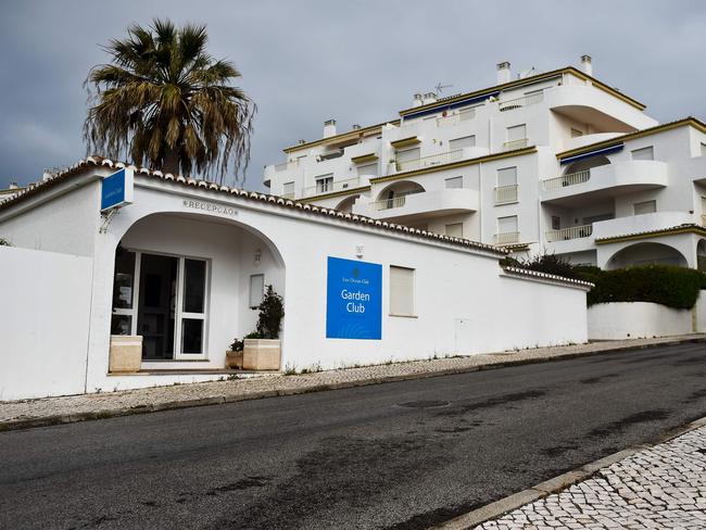 The main entrance of the apartments hotel "Luz Oceans Club — Garden Club" where the McCanns where staying during the night of Maddie's disappearance at Praia da Luz in Algarve, southern Portugal. Picture: AFP