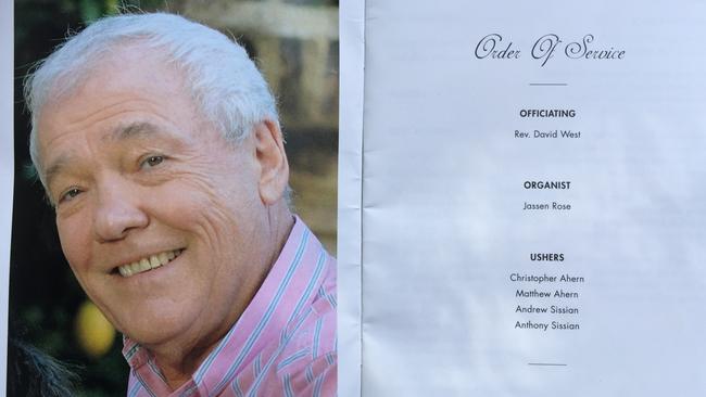 The Order of Service from the funeral of John Kennerley. Picture: AAP