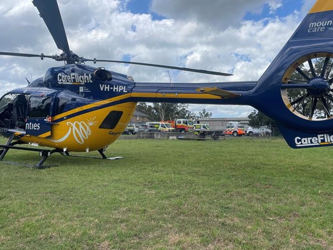 A man in his 50s has been flown to hospital after a BBQ incident in Llandilo on Australia Day. Picture: Care Flight