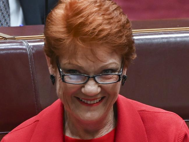 CANBERRA, AUSTRALIA - NewsWire Photos September 27, 2022: Senator Pauline Hanson during Question Time at Parliament House in Canberra. Picture: NCA NewsWire / Martin Ollman