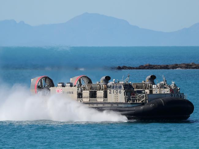 US Marines and soldiers from the German Army and Japanese Self-Defense Forces conducted a beach landing via Landing Aircraft Cushion (LCAC) Hovercrafts, similar to this Japanese LCAC at Midge Point near Mackay during the first half of Talisman Sabre 2023. Picture: Peter Wallis