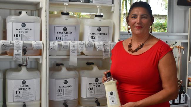 Beverley Whip at her Refill Not Landfill station. Picture: Rhylea Millar