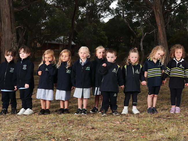 SUN TAS.  L-R Elliott and Flynn Stennings 4 Lindisfarne Primary, Eva and Zoe Engelbrecht 4 Bellerive Primary, Jessica and Annabel Freshney 4 Bellerive Primary, Henry and Lily Brown 4 St Aloysius, Faith and Alia Cumine 4 St Aloysius, Scarlett and Ava Beven-Palmer 4 Clarendon Vale Primary, Ava and Ben Pregnell 4 Snug Primary, Esther and Nina Bannister 4 Lauderdale Primary, Ella and Lucy March 5 Howrah Primary, Theo and Ben Hannan 4 Howrah Primary, Maggie and Bill Bowering 4 Lauderdale Primary.  11 sets of twins who will start school in 2021.  Picture: Nikki Davis-Jones