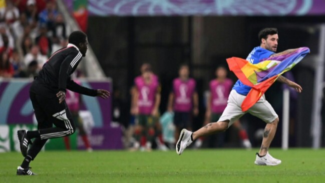 World Cup 2022: Portugal vs Uruguay halted as pitch invader storms field  with rainbow flag - Chronicle Live