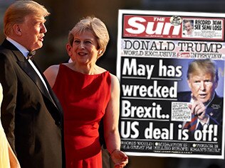 Donald Trump, Theresa May and The Sun's front page.