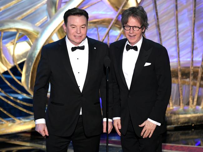 Wayne’s World stars Mike Myers and Dana Carvey. Picture: Getty Images 