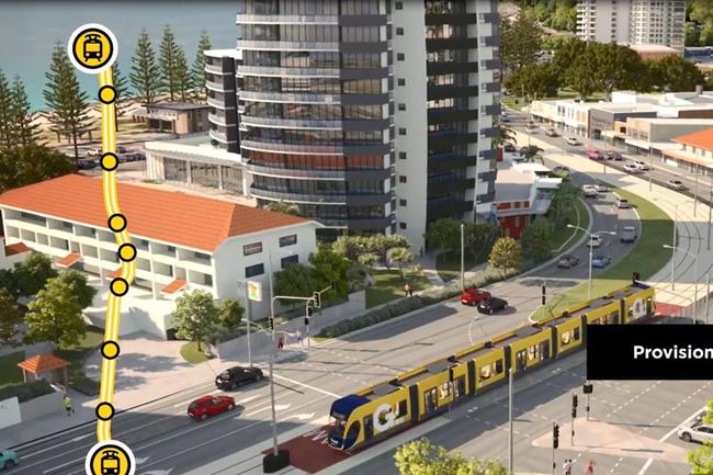 <p>2018: Artist impression of Gold Coast Light Rail Stage 3A route.</p>