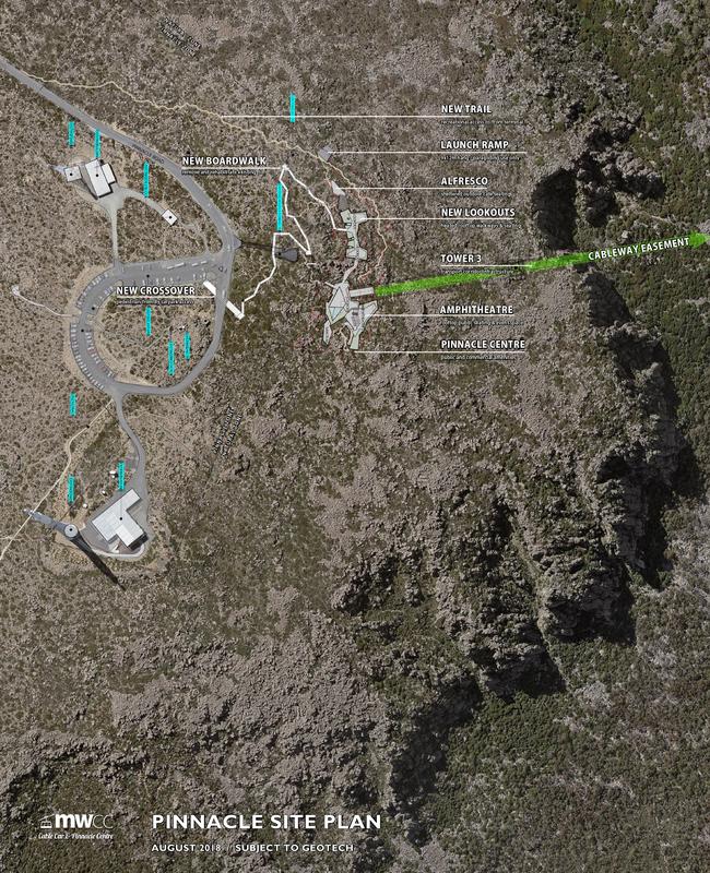 An aerial view of the plans for the cable car station on the pinnacle of Mt Wellington/kunanyi.