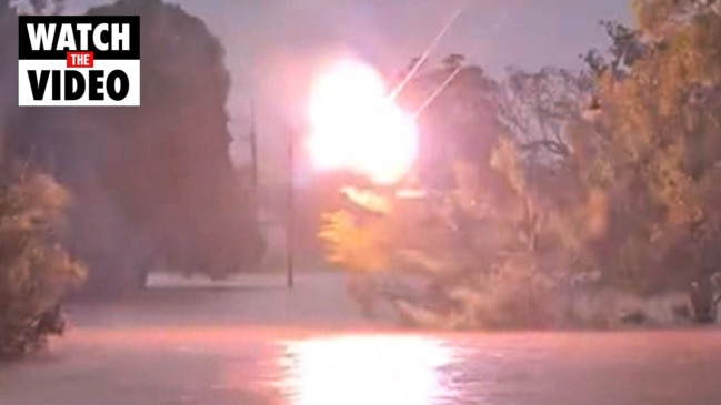 Power line explodes during severe weather in NSW