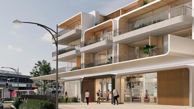 Artist's impression of the four-storey mixed us apartment block planned for 92-98 Terrigal Esplanade. Picture: SRH Architecture/supplied