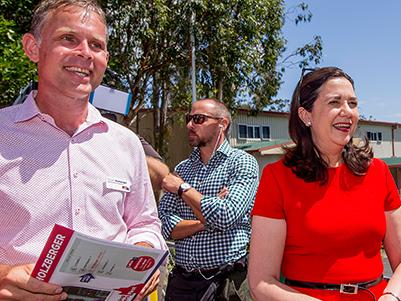 Rowan Holzberger, the Premier and Meaghan Scanlon. Photo: Gold Coast Bulletin