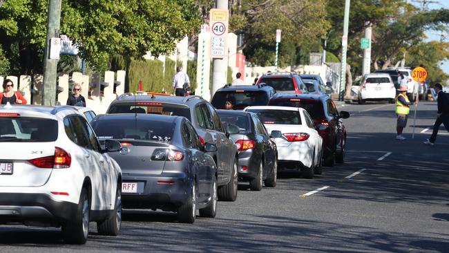 Traffic at Eagle Junction State School, which will be targeted in a crackdown on school parking and traffic problems. Picture: Annette Dew